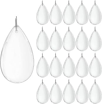 H&D Teardrop Chandelier Crystal Pendants, Clear Crystals Chandelier Prisms Parts, Pack of 20