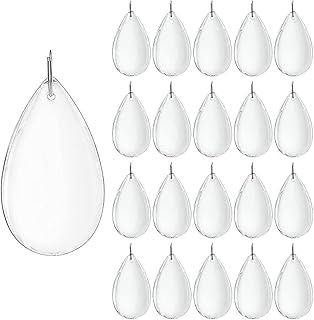 H&D Teardrop Chandelier Crystal Pendants, Clear Crystals Chandelier Prisms Parts, Pack of 20
