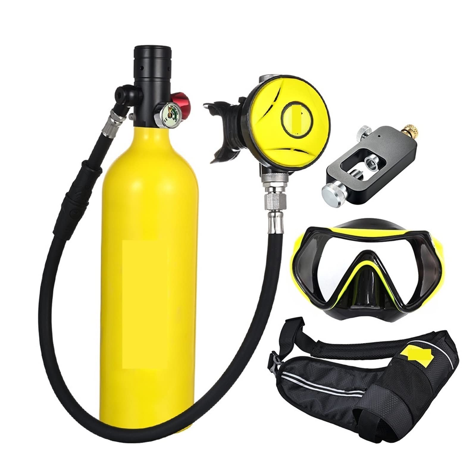 Portable Dive Cylinder, Diving Oxygen Cylinder 1L Capacity Portable Respirator(Giallo)
