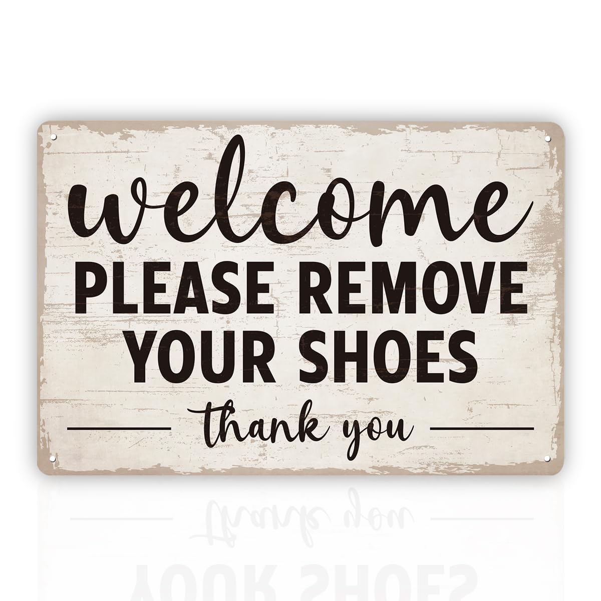 Yepyayqvk Tin Sign 413 Welcome Vintage Metal Tin Signs, Please Remove Your Shoes, Thank You Signs, No Shoes Wall Polite Metal Tin Signs, Farmhouse Wall Metal Tin Sign, Home Wall Decor, Hanging Metal Tin Decor 6X8 Inch
