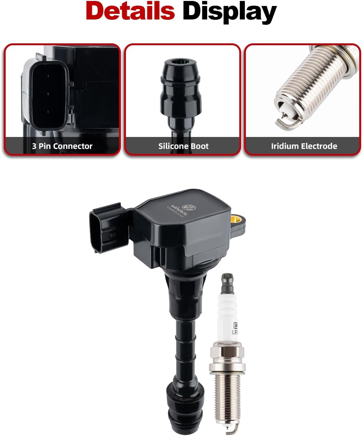 Set of 6 UF401 Ignition Coil Pack & 4469 Iridium Spark Plugs Compatible with 2003-2008 Infiniti FX35, 2003-2006 G35, 2007 G35, 2006-2008 M35, 2003-2006 Nissan 350Z V6 3.5L Replace 22448AL61C