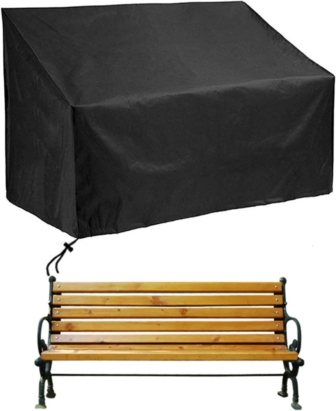 Patio Chair Cover Black Furniture Waterproof Cover 210D Oxford Cloth Outdoor Bench Covers Garden Courtyard Sunshade Tools(134x66x89cm)