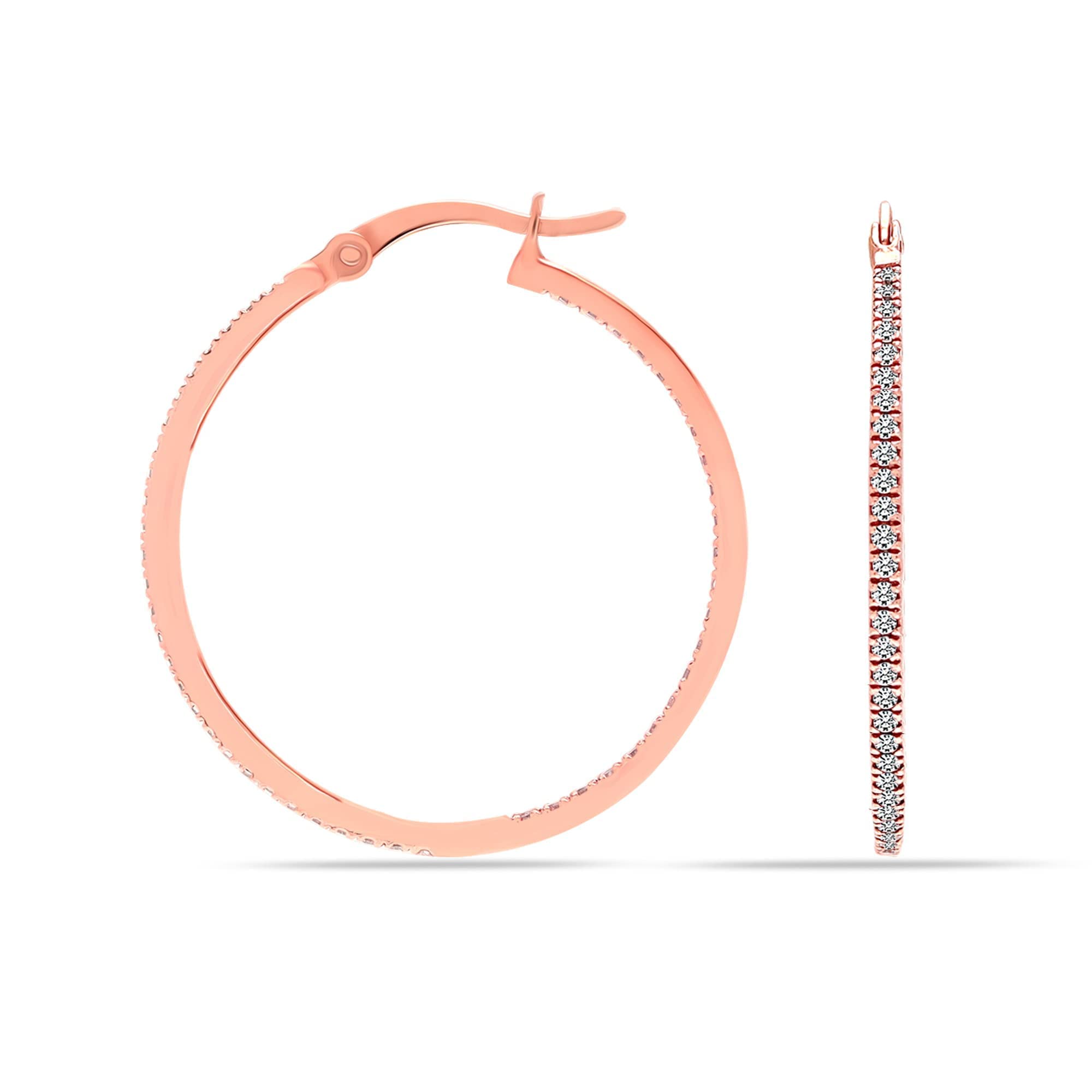 LeCalla 925 Sterling Silver BIS Hallmarked Rose Plated Round CZ Hoop Earrings for Women and Girls (B0BH7XN2V7) Amazon Price History, Amazon Price Tracker