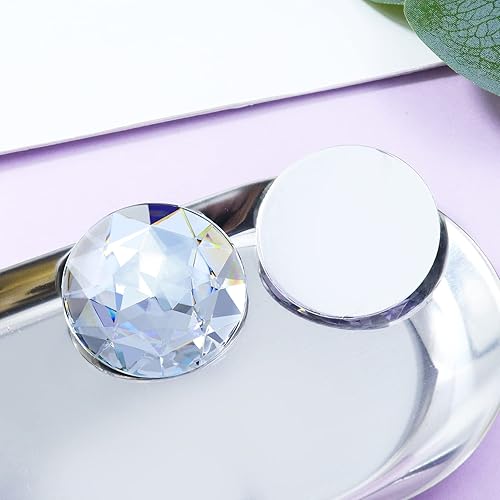 Miniatura 8 de Briskbloom Diamantes de imitación grandes de parte trasera plana de 1.575 pulgadas, 8 piezas de gemas de acrílico redondas de color rosa claro para