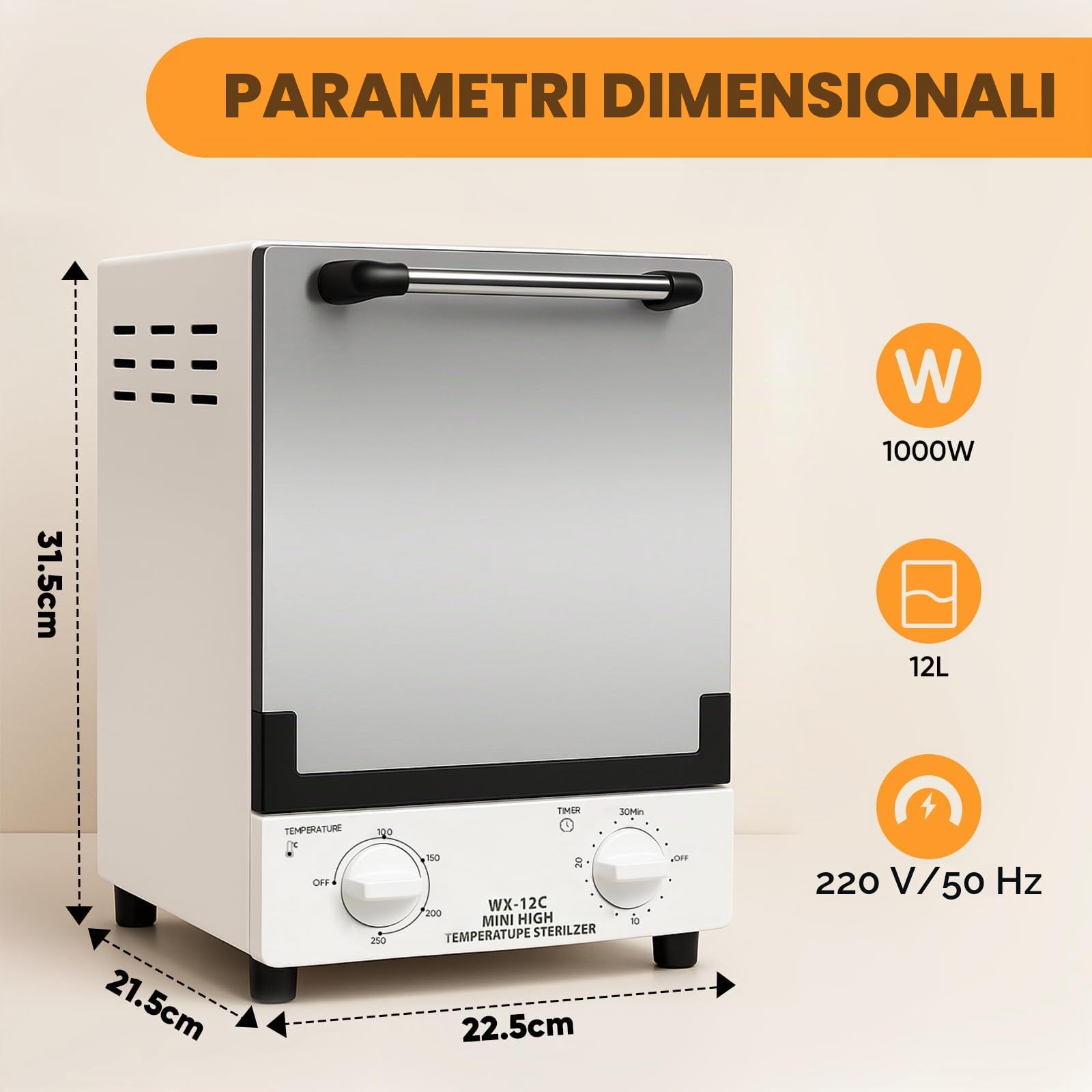 Sterilizzatore ad alta temperatura,12L sterilizzatore estetica,Autoclave sterilizzazione estetica a infrarossi,controllo temperatura e del tempo regolabili,adatto per saloni di bellezza,parrucchieri