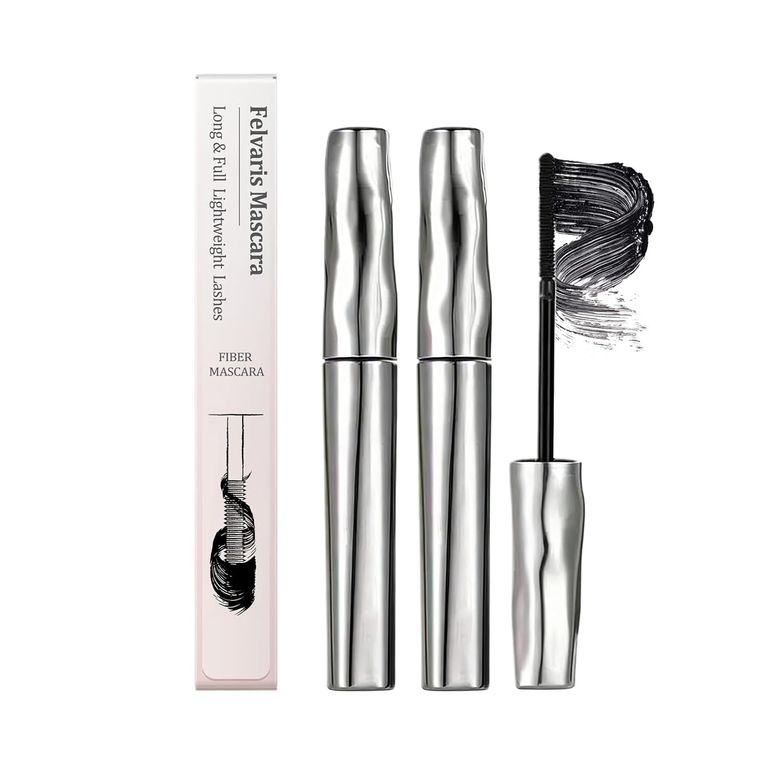 Waterproof Fibre Mascara, 2026 New Metal Wand Mascara Black, 3d Curling Eyelash, Waterproof Sweatproof, Lengthening & Long Lasting, Washable (2P)