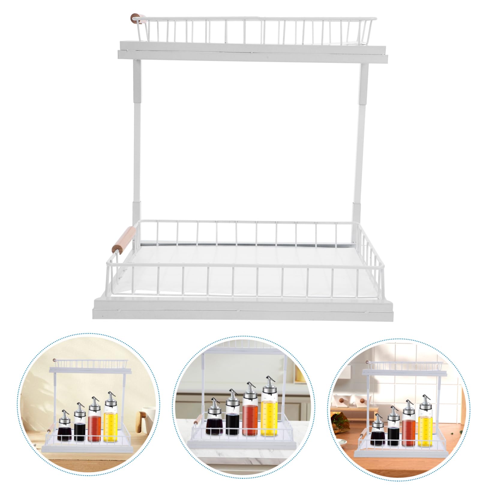 Küchenschrank Organizer Ausziehbar, Zweistufig, Weiß aus Kohlenstoffstahl