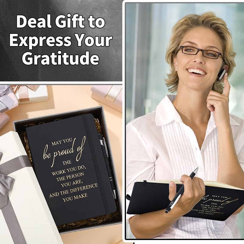 20 Pcs Employee Appreciation Gifts Including 10 A5 Leather Inspirational Notebook Journals and 10 Ballpoint Pens-Staff Appreciation Gifts-Thank You Gifts for Employees Team Teacher Volunteer