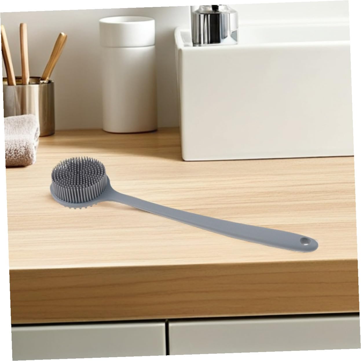POPETPOP 2 Stück Silikon Rückenbürste mit Langem Griff Langlebiger Flexibler Körperschrubber für Dusche und Massage Tragbar Ergonomisch für Rücken Nacken Ganzkörperreinigung Hautpflege