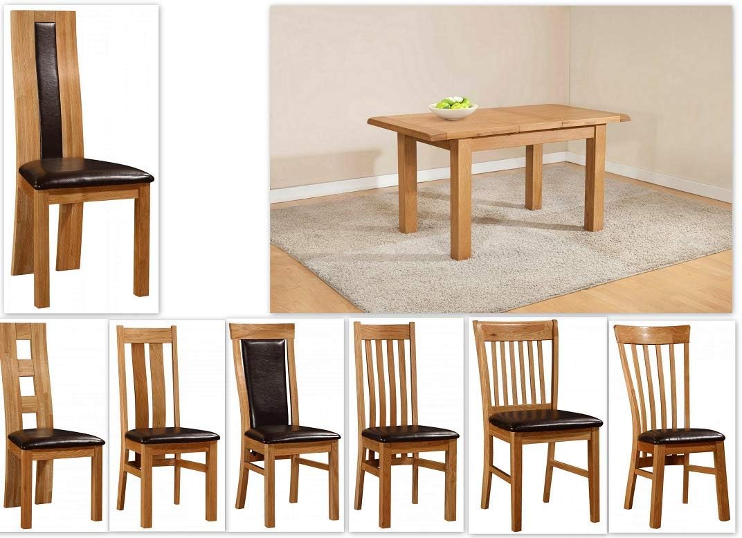 Solid Oak 120CM-150CM Extending Dining Table And 6 Dining Chairs Extendable Dining Set (With 6 Shirley oak chiars)