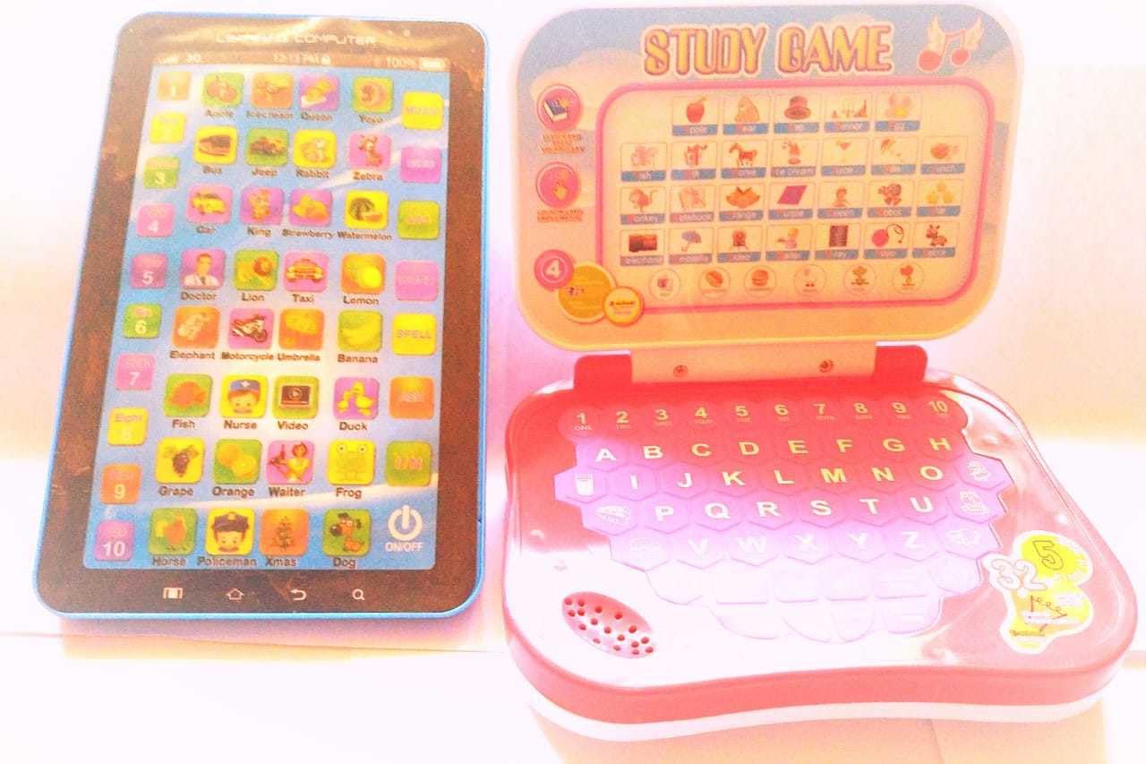 KMC KIDOZ Combo Study Mini Game Laptop & P1000 Educational Learning Tablet Computer for Boys and Girls, Learning with Fun for Kids, Baby (Multicolor)