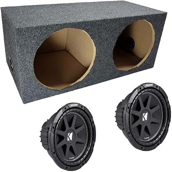 American Sound Connection RF212H Car Audio Dual 12" Sealed Subwoofer Rear Angle Sub Box Enclosure 5/8" MDF Wood and 43C124 12" Comp C12 Series Sub 150W RMS 4 Ohm SVC Car Subwoofer
