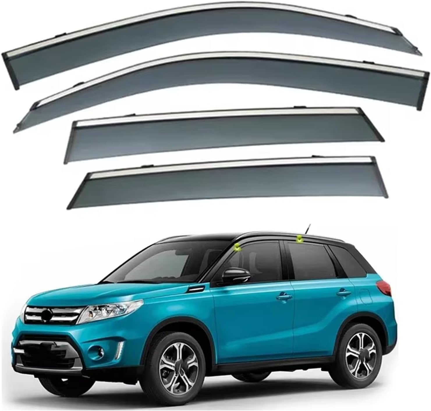 liufangfc Wind Deflectors for Suzuki Vitara 2016-2023 – 4pc Tape-On Smoked Visors, Weatherproof, Anti-Salt/Snow, Low-Noise