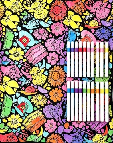 DIY Coloring Blanket for Adults, Blanket with 12 Markers, Washable Cozy Velvet Kit for Everyday Use & Home Decor, Adds a Unique Touch to Living Rooms or Kids' Spaces (FA) image 5