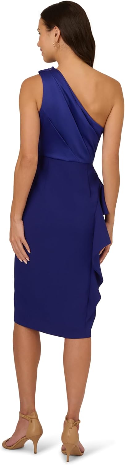 Adrianna Papell Womens Satin One Shoulder Midi Dress - Image 2