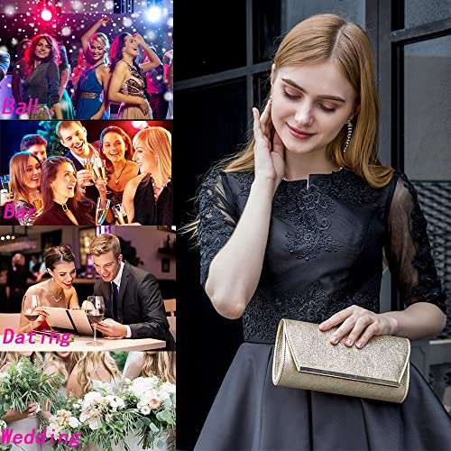 Bencomom Gold Clutch,Gold Clutch Purses For Women Evening Bridal Prom Handbag Shoulder Bag Wedding Purse Party Gold Clutch Bag #TOP4