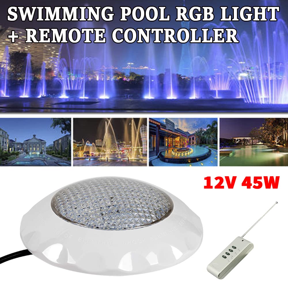 Lampa podwodna LED, 45 W, oświetlenie basenu, oświetlenie RGB, SPA, pilot zdalnego sterowania, wodoszczelne oświetlenie basenu, do ogrodu skalnego, akwarium, fontanny, ogrodu