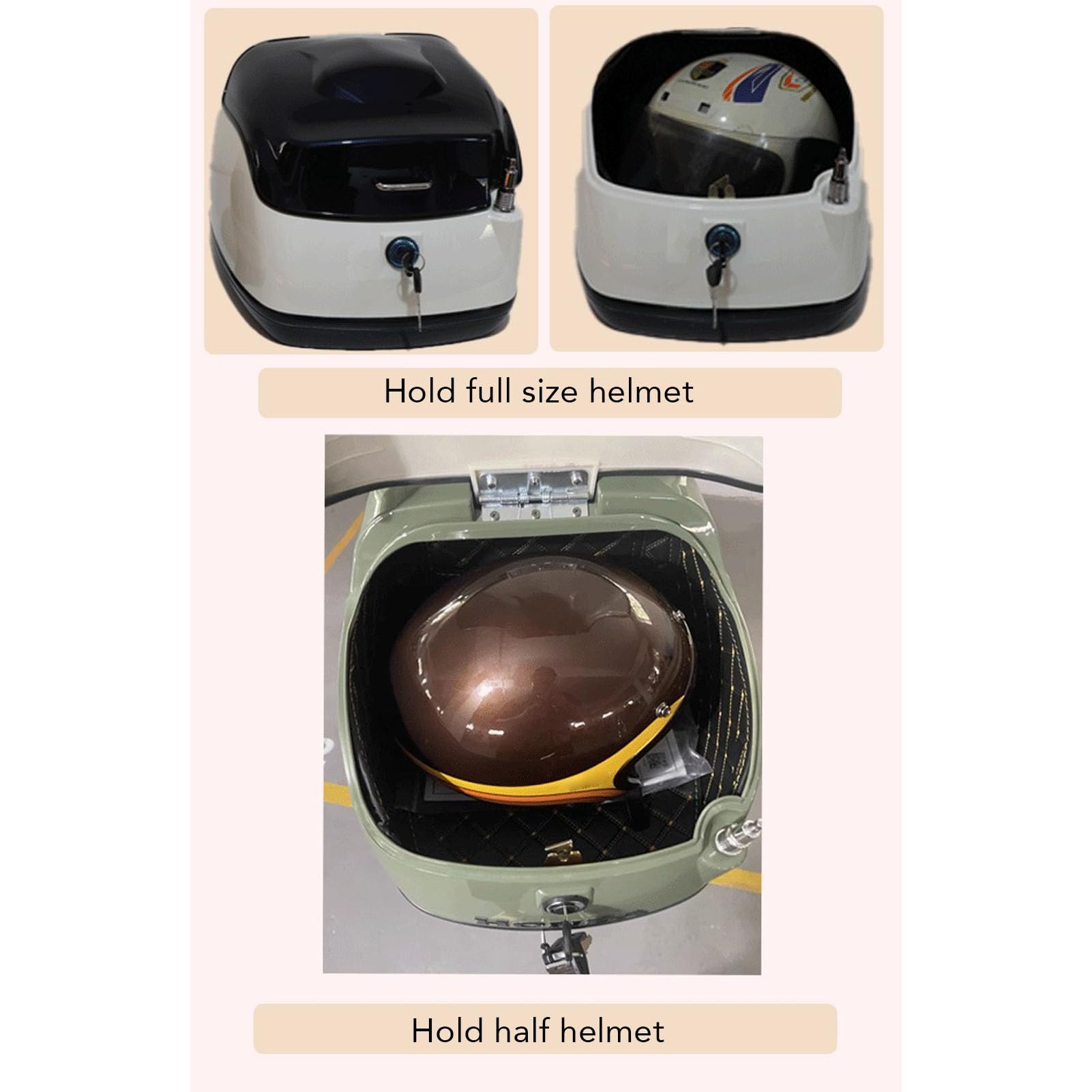 Motorrad-Topbox, Wasserdicht, 38 L, Universell Passend für Helm, Aufbewahrung, Motorrad-Heckbox für Fahrerausrüstung (Weiß)