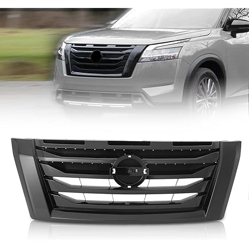 Front Bumper Grille Grill Compatible with 2022-2024 Nissan Pathfinder Gloss Black，Replacement for 623106TA2J