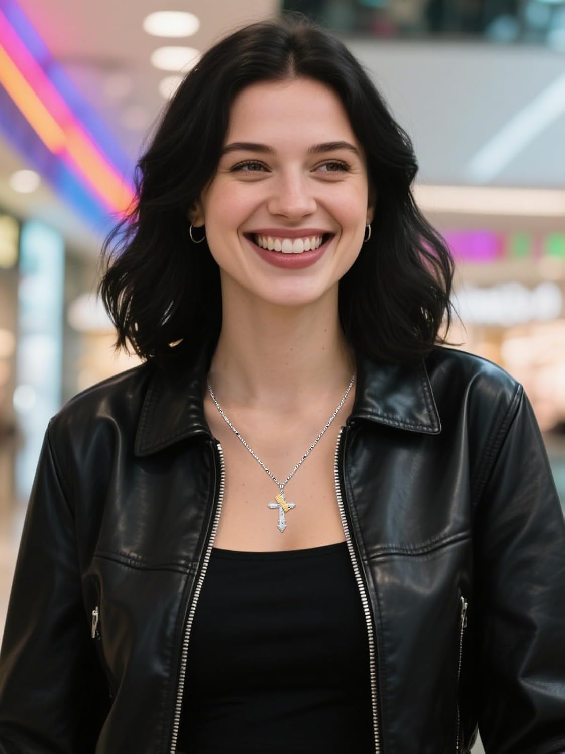 Cross Necklace 925 Sterling Silver Cross Pendant Crucifix Necklace Christian Jewelry Gifts for Men Women