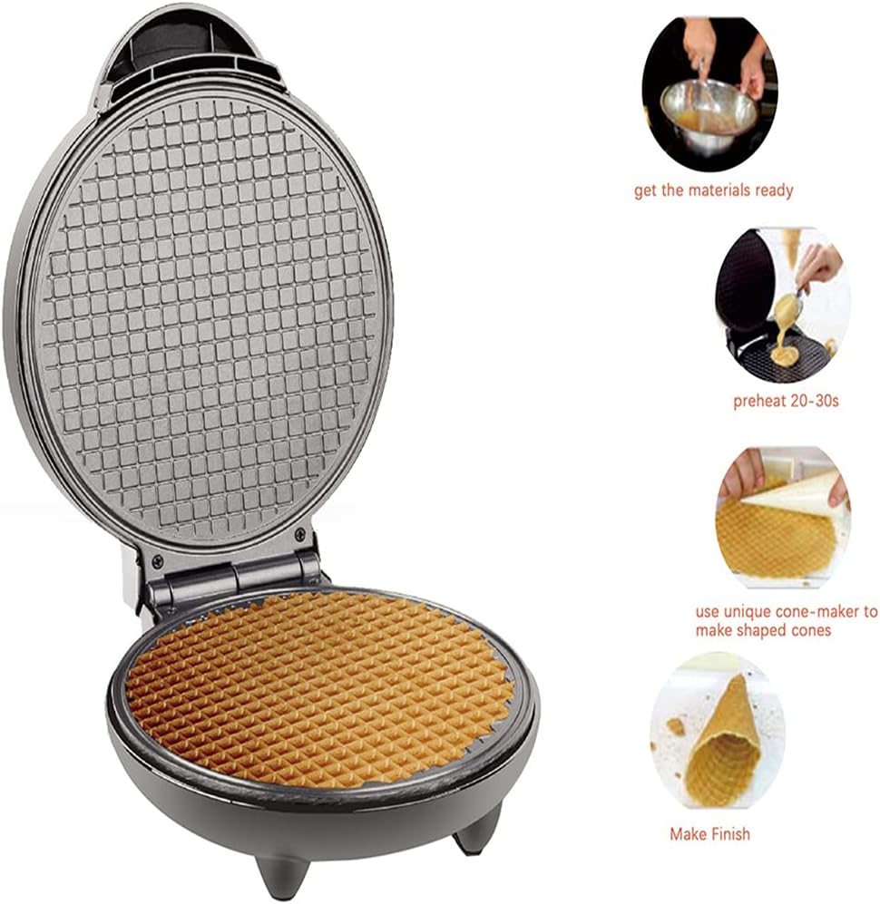Electric Crispy Egg Roll Maker Omelet Sandwich Iron Crepe Baking Pan Waffle Pancake Oven DIY Ice Cream Cone Machine