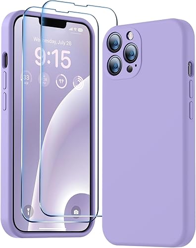 BossKiss Funda compatible con iPhone 13 Pro Max, funda de silicona líquida de alta calidad tacto aterciopelado 2 piezas de protector de pantalla de