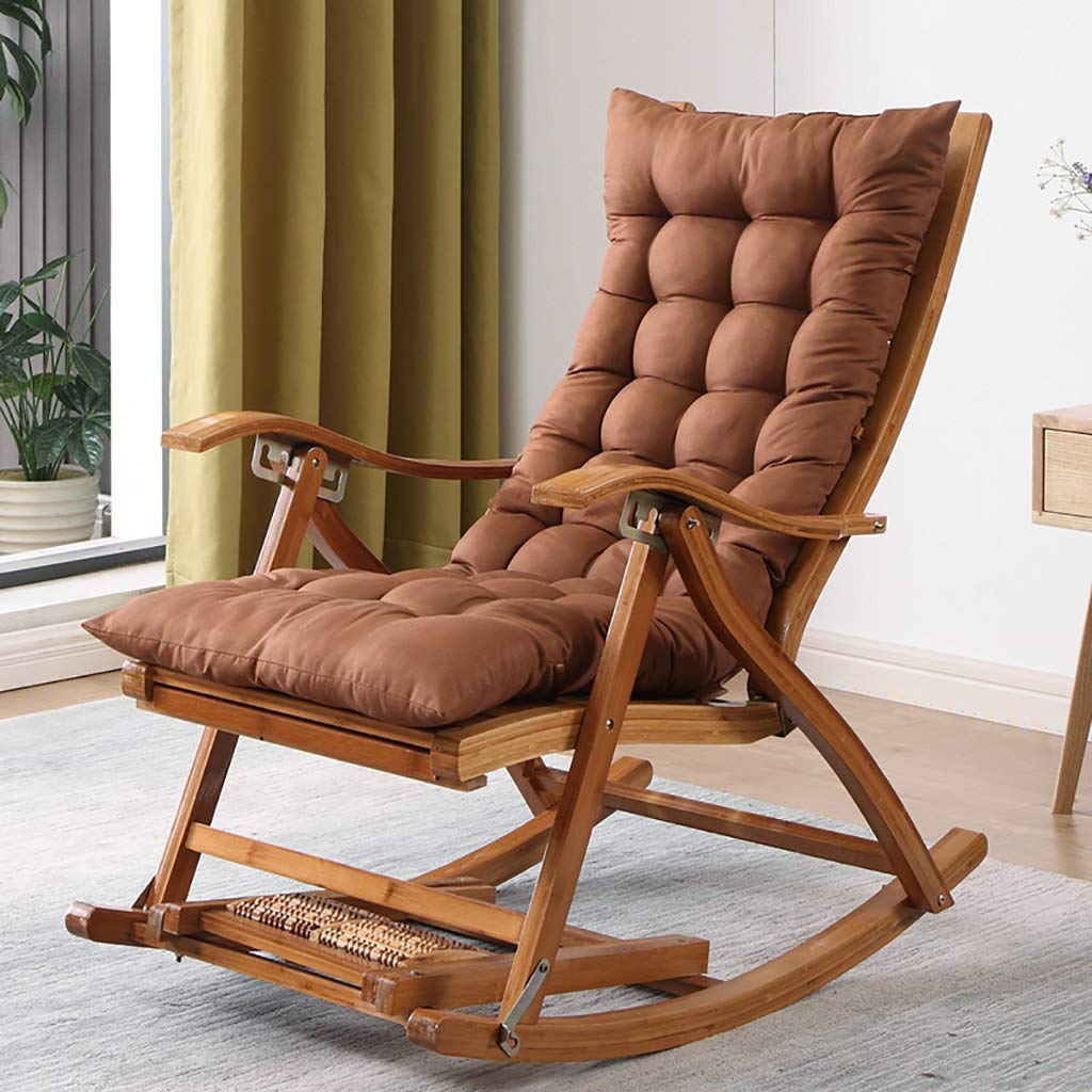 Fauteuil à bascule en bambou marron inclinable pour adulte chaise berçante de salon