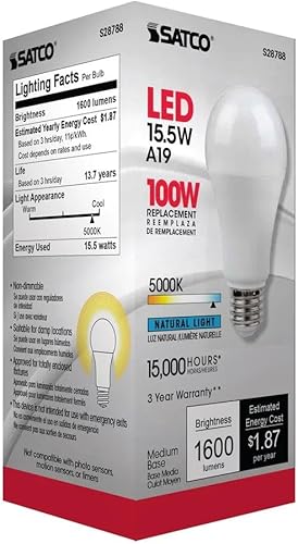 Miniatura 8 de Satco S28788 15.5A19/LED/50K/ND/120V (6 bombillas LED)