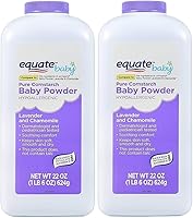 Equate Pure Cornstarch Baby Powder with Lavender & Chamomile - Hypoallergenic Talc-Free 2 Pack for Soft Dry Skin