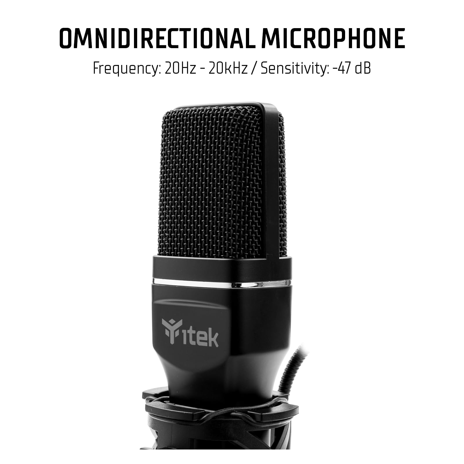 Itek Mikrofon pojemnościowy M100 - USB, statyw, filtr antypop i gąbka, profesjonalny dźwięk