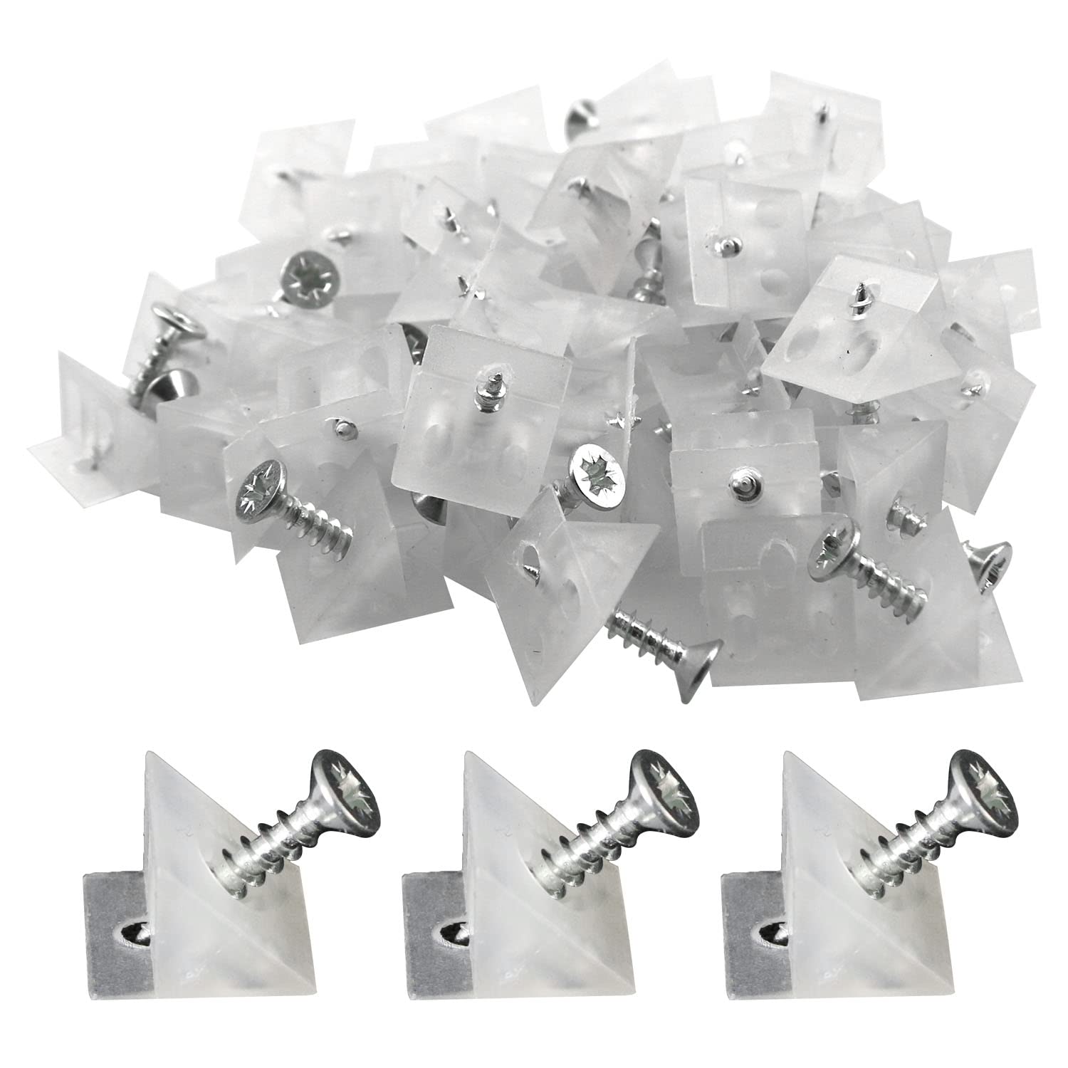MEETOOT 60pcs Plastic Drawer Bottom Support Brackets for Drawer Bottom Sagging Repair Fixing Wedges Furniture Back Panel (60 Screws)