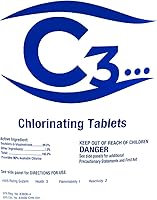 Vista 3 de C3... Tabletas de cloro estabilizadas de 3 pulgadas para piscinas, fáciles de usar, para piscinas sobre el suelo o enterradas, pestañas de cloro