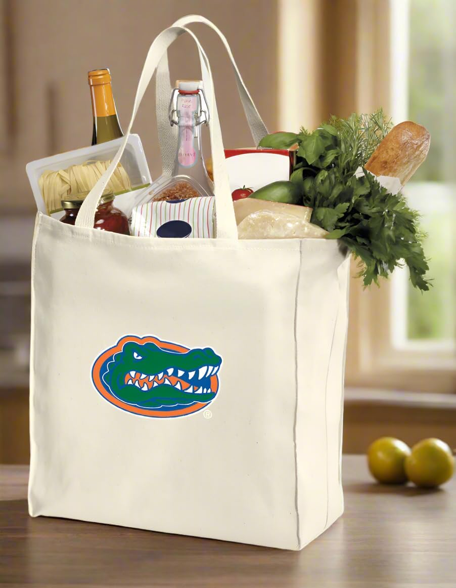 Broad Bay University of Florida Shopping Bags or Florida Gators Grocery Bag 2Pc SET NATURAL COTTON