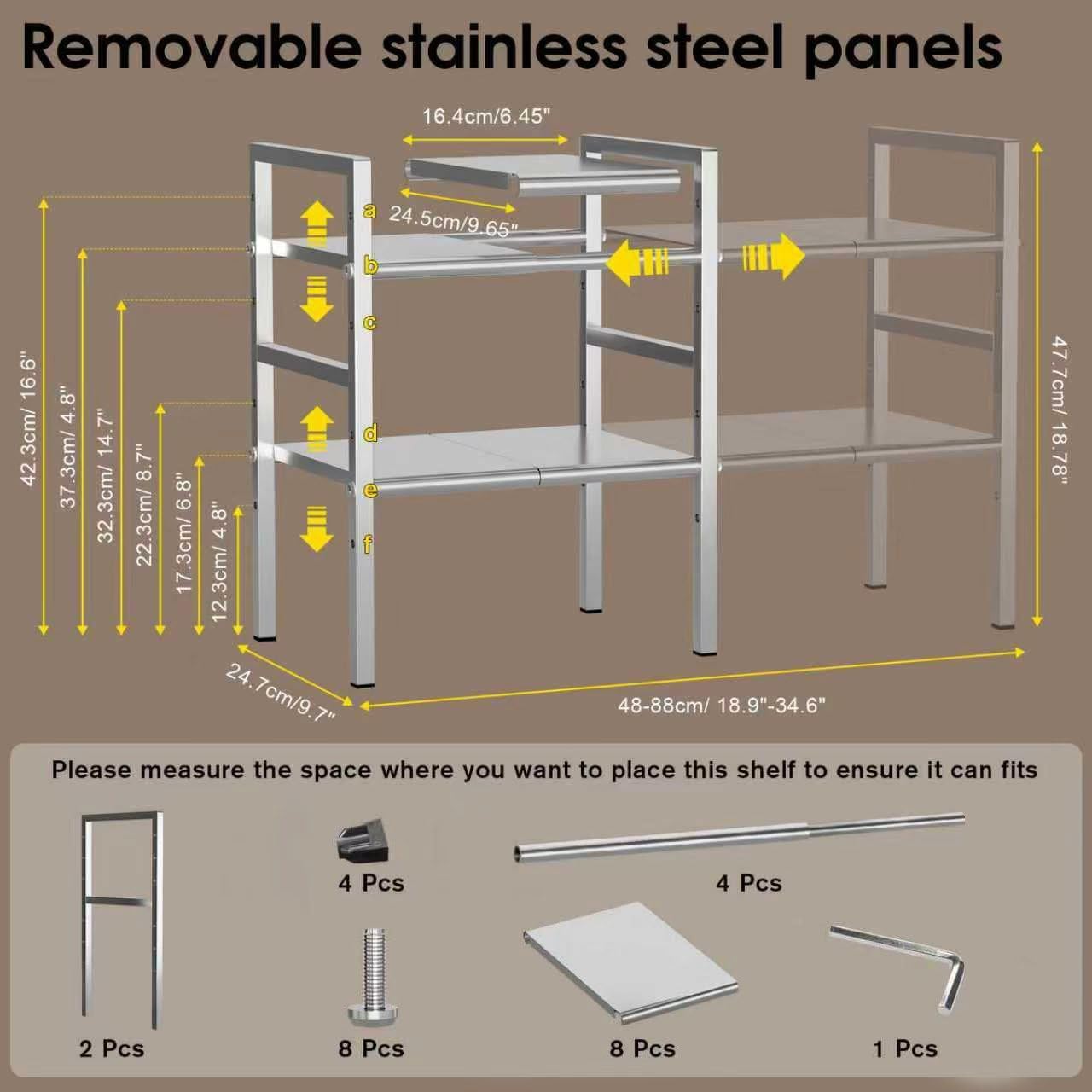 Expandable Under Sink Organizer and Storage, 2-Tier Height Adjustable Under Cabinet Organizer Shelf with 8 Removable Panels for Bathroom Kitchen Multi-Purpose Storage (8 Panels) - Image 3