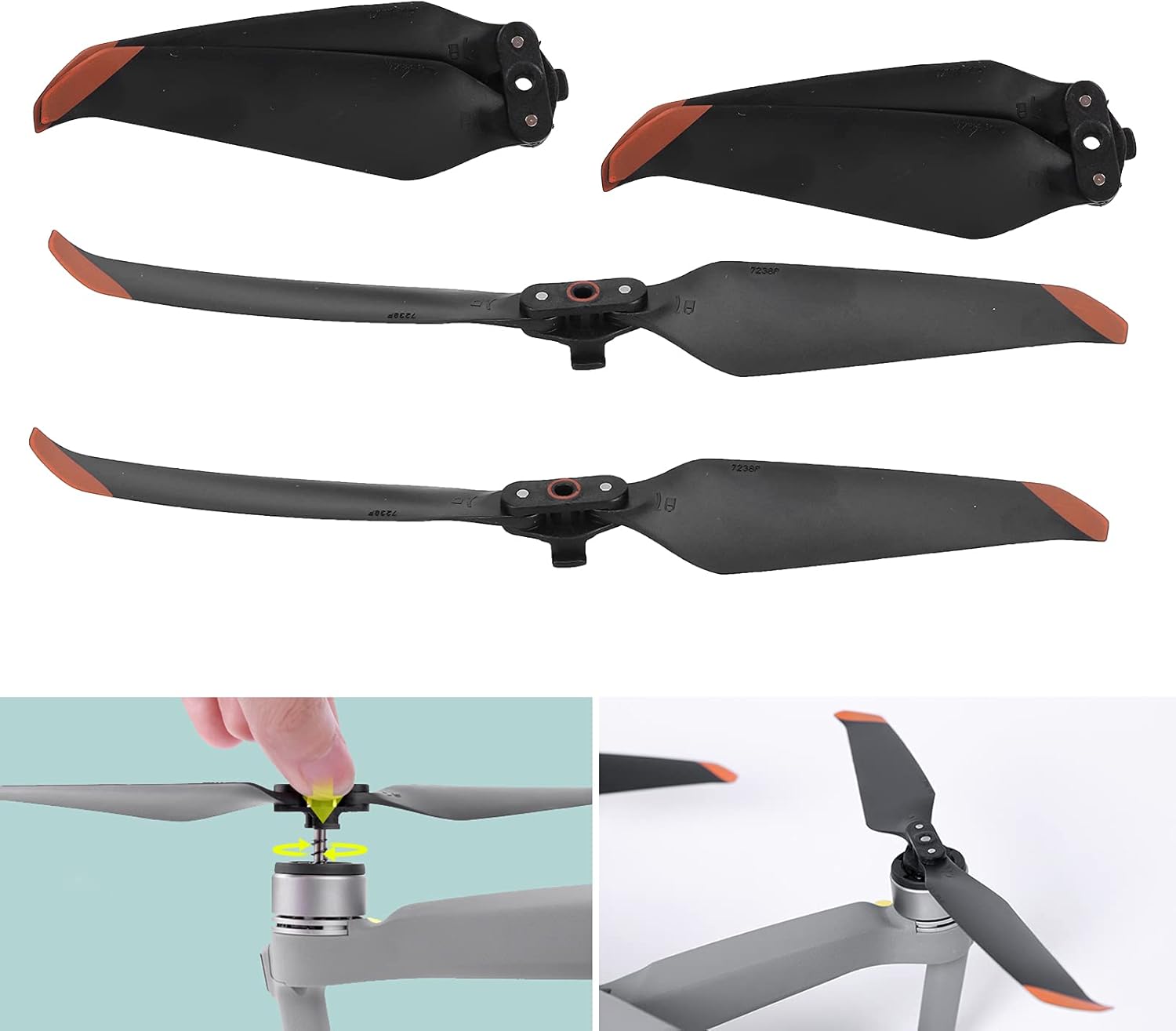 EVTSCAN 2 Pair 7238F Low Noise Propellers Quick Release Blades for DJI Mavic Air 2/Air 2S Drone
