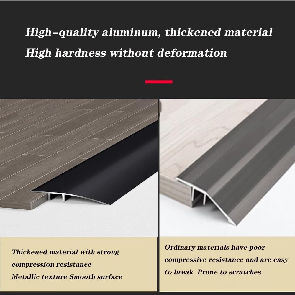 Tira de transición de aluminio de 36 pulgadas, borde de umbral negro para alfombras y azulejos, diseño duradero y elegante, fácil instalación para transiciones suaves del suelo