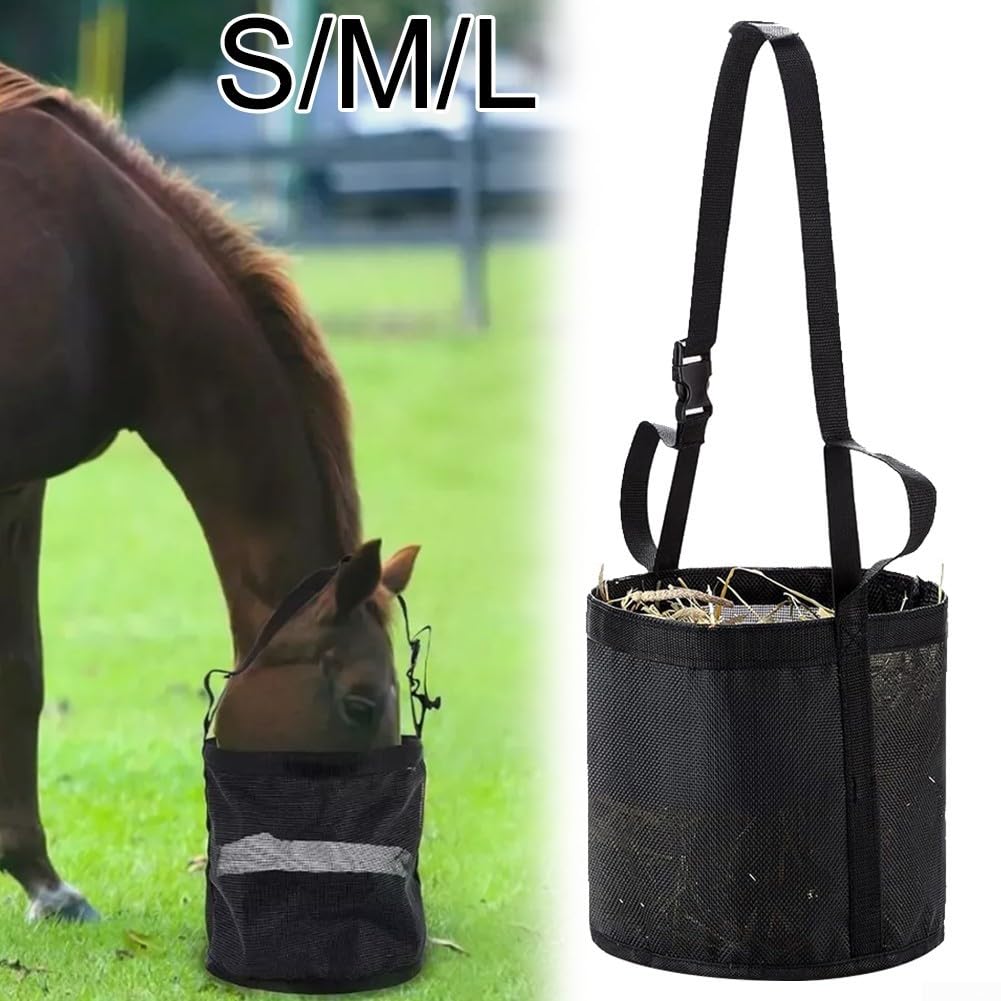 Sac d'alimentation pour cheval étanche style muselière confortable avec poignées de transport facile (S)