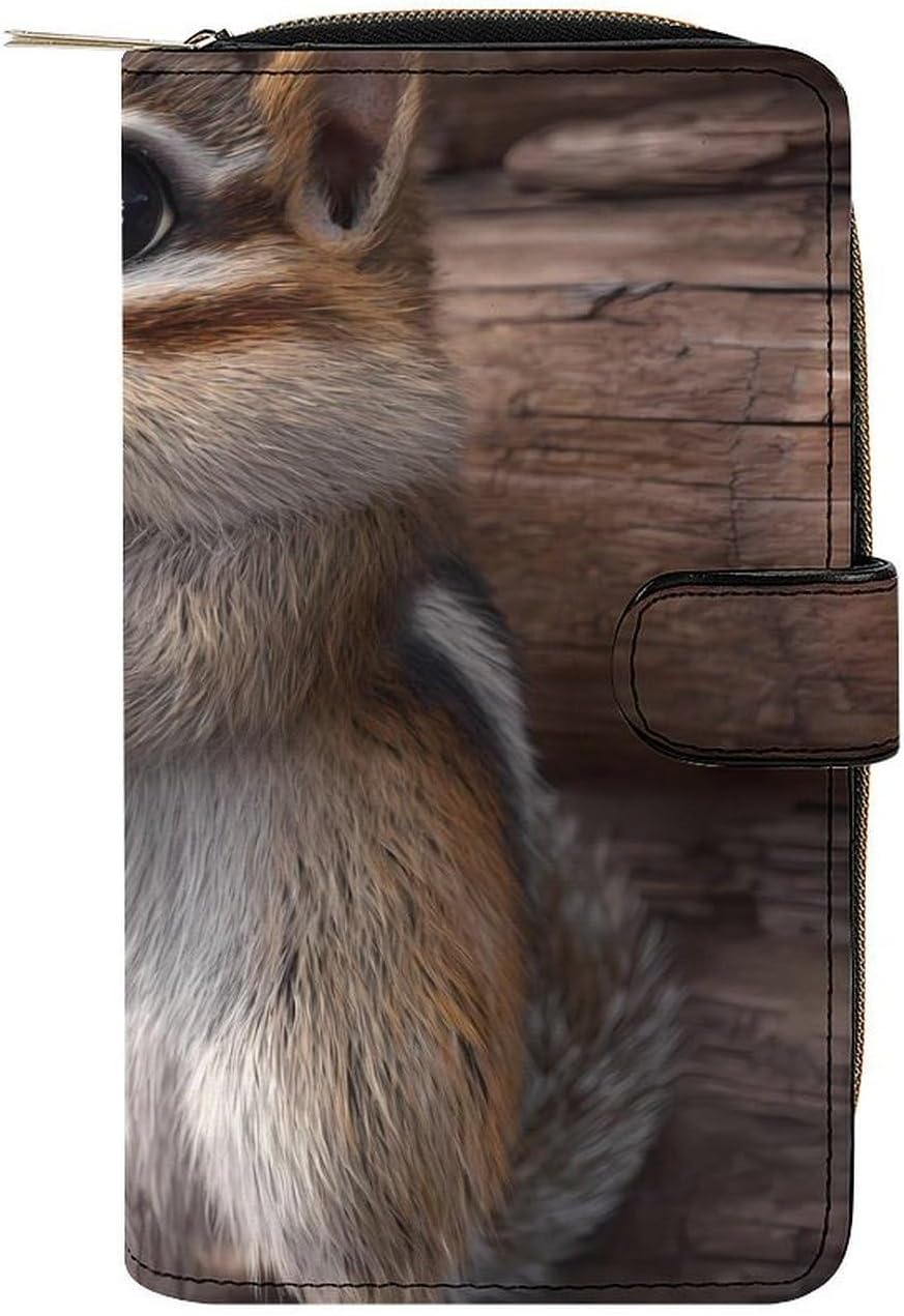 Chipmunk Holding Daisy Flower Womens Wallet for Men Slim Purse Clutch Handbag with Card Holder
