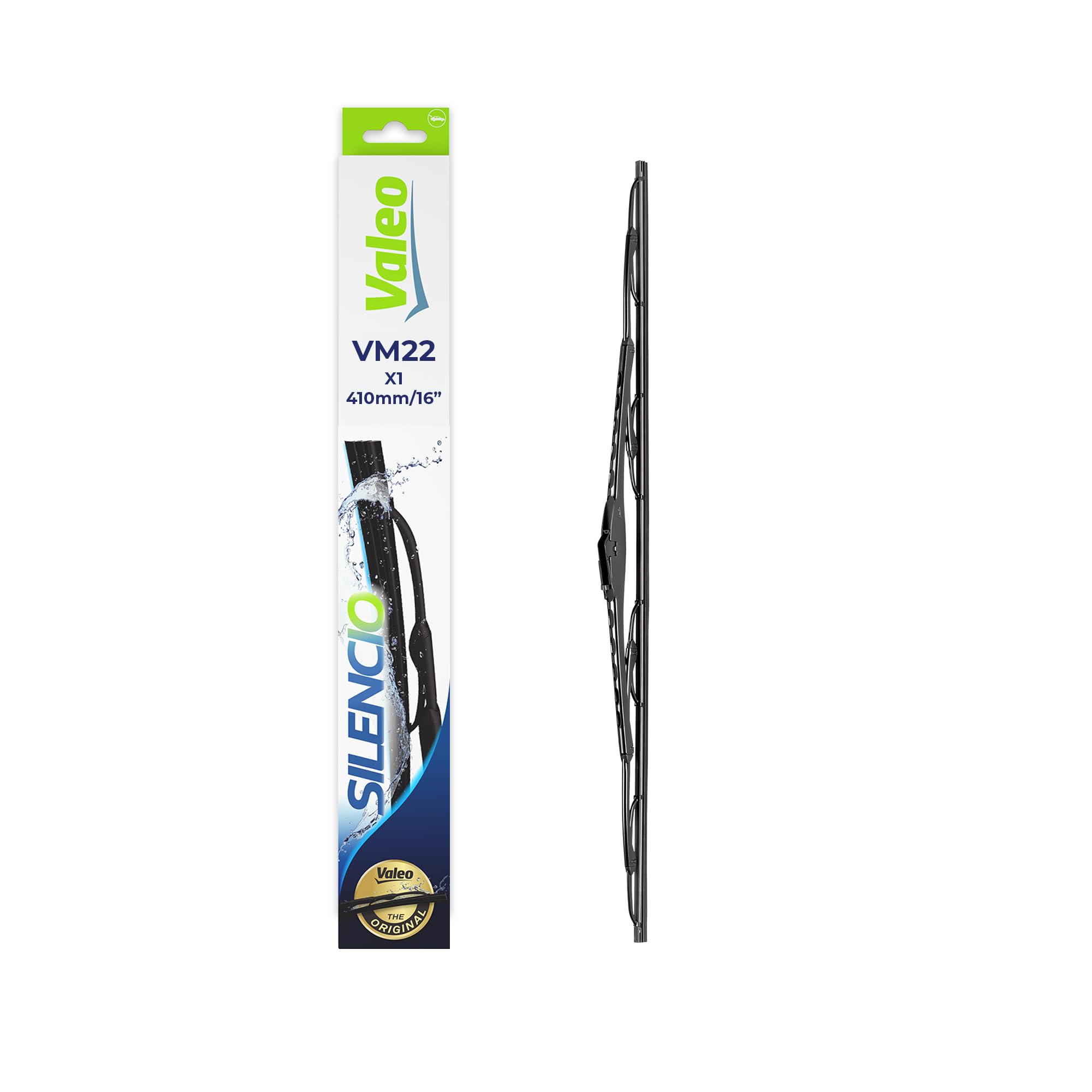 VALEO Silencio Wiper - VM22 - All-Seasons Durable and Resistant Windshield Conventional Wiper Blade 410mm - 1 Wiper Blade - 574147