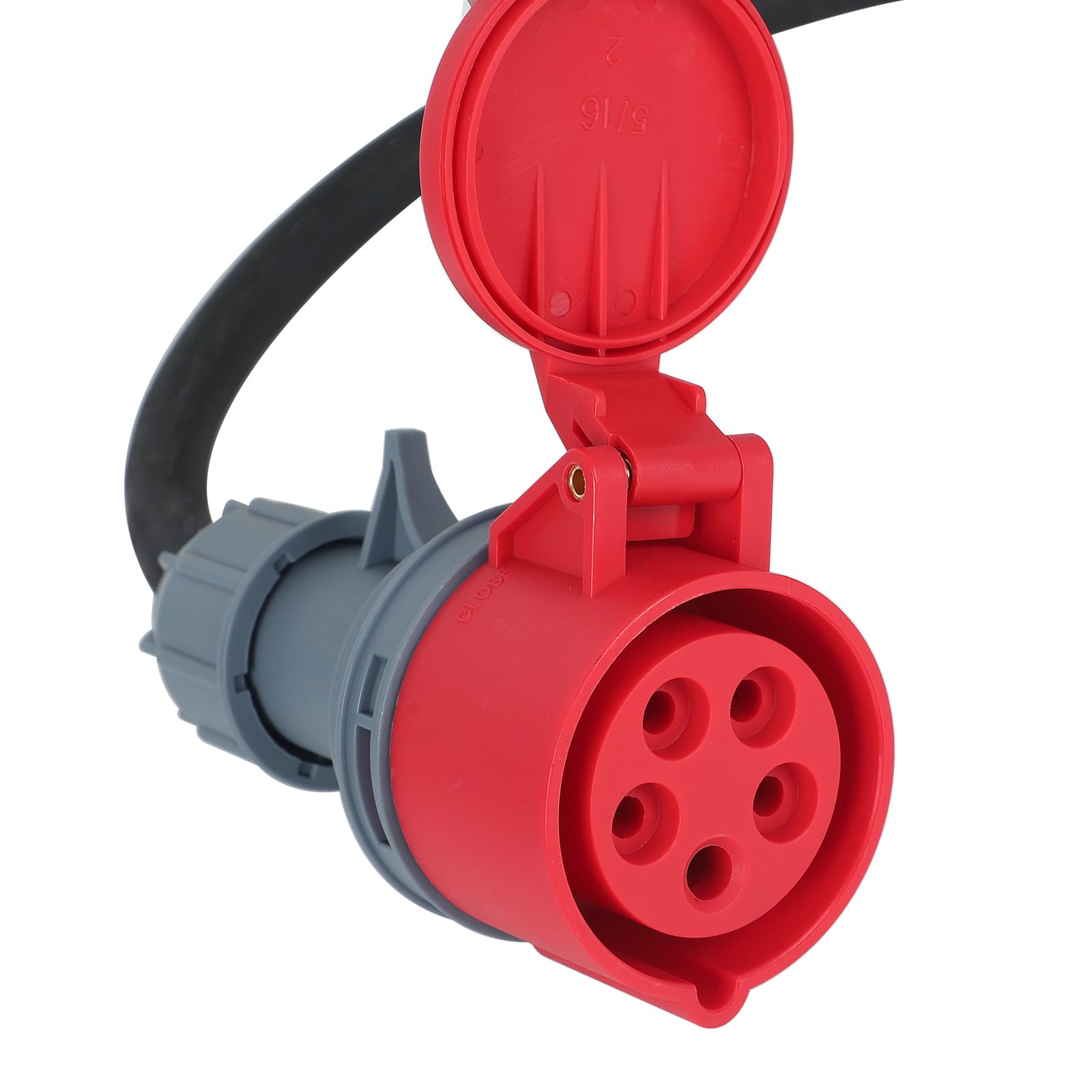 Adaptateur Perilex - Fiche coudée 16 A vers prise CEE - Fiche Perilex H07RN-F5G - 2,5 mm² - Câble en caoutchouc