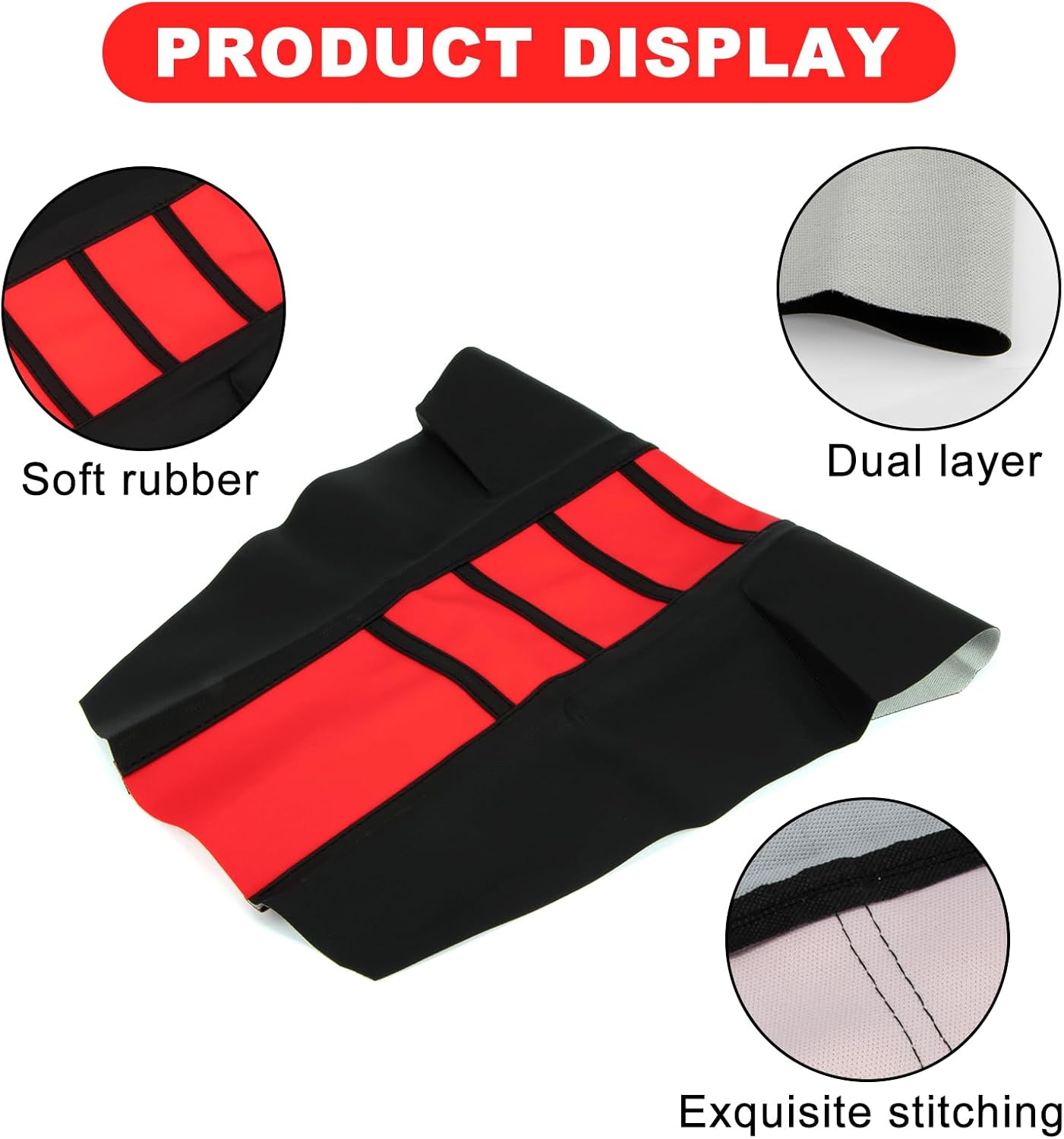 psler Dirt Bike Seat Cover, Universal Motorcycle Seat Cushion Covers Rubber Soft Seat Cover for Most Dirt Bike Pit Bike Motorcycle (Red)