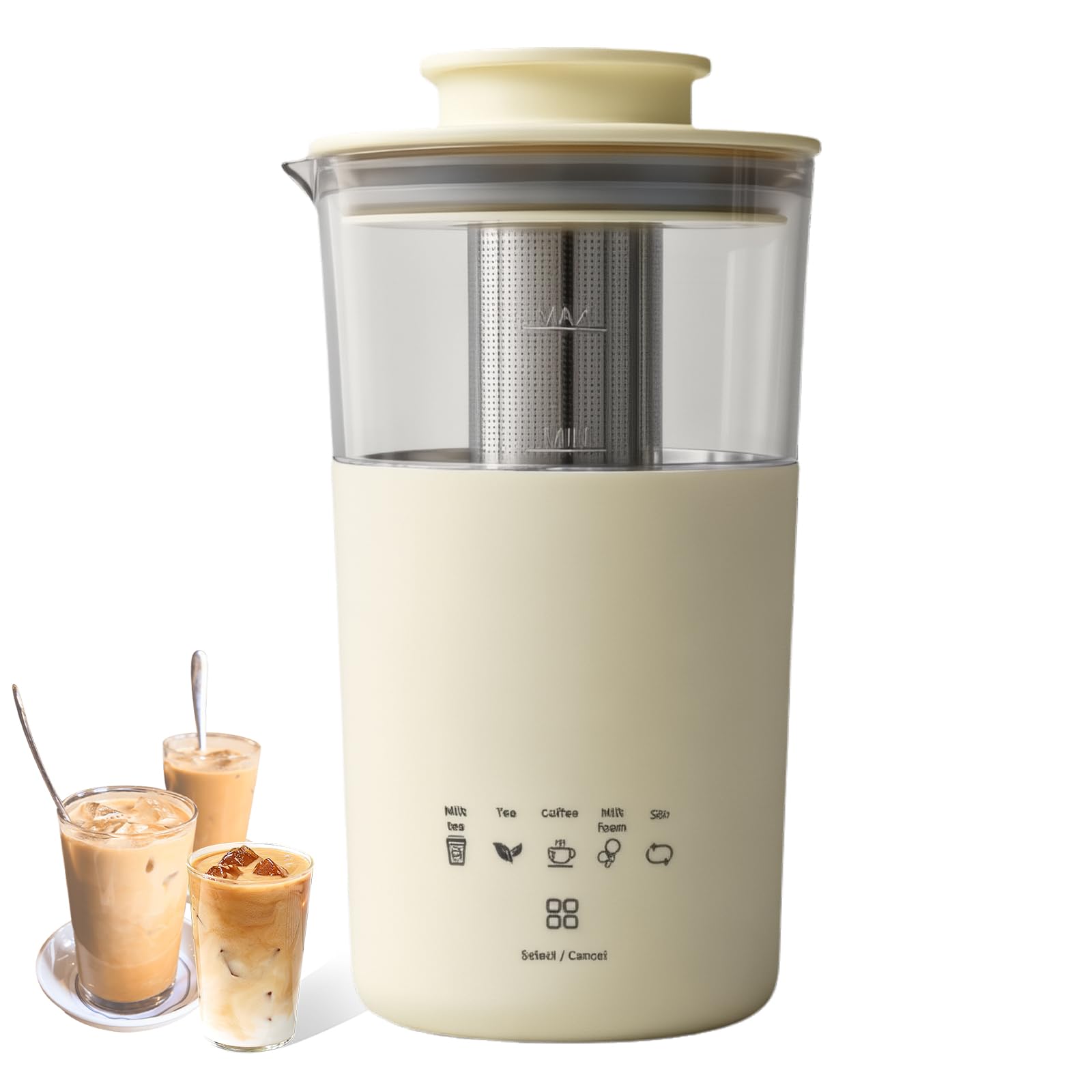 Espumador de Leche Té Floral Doméstico, Máquina de Té Portátil | Máquina Multifunción Portátil de Té con Leche 350ml, Control de Un Botón, Fácil Limpieza & Funcionamiento Silencioso(yellow)