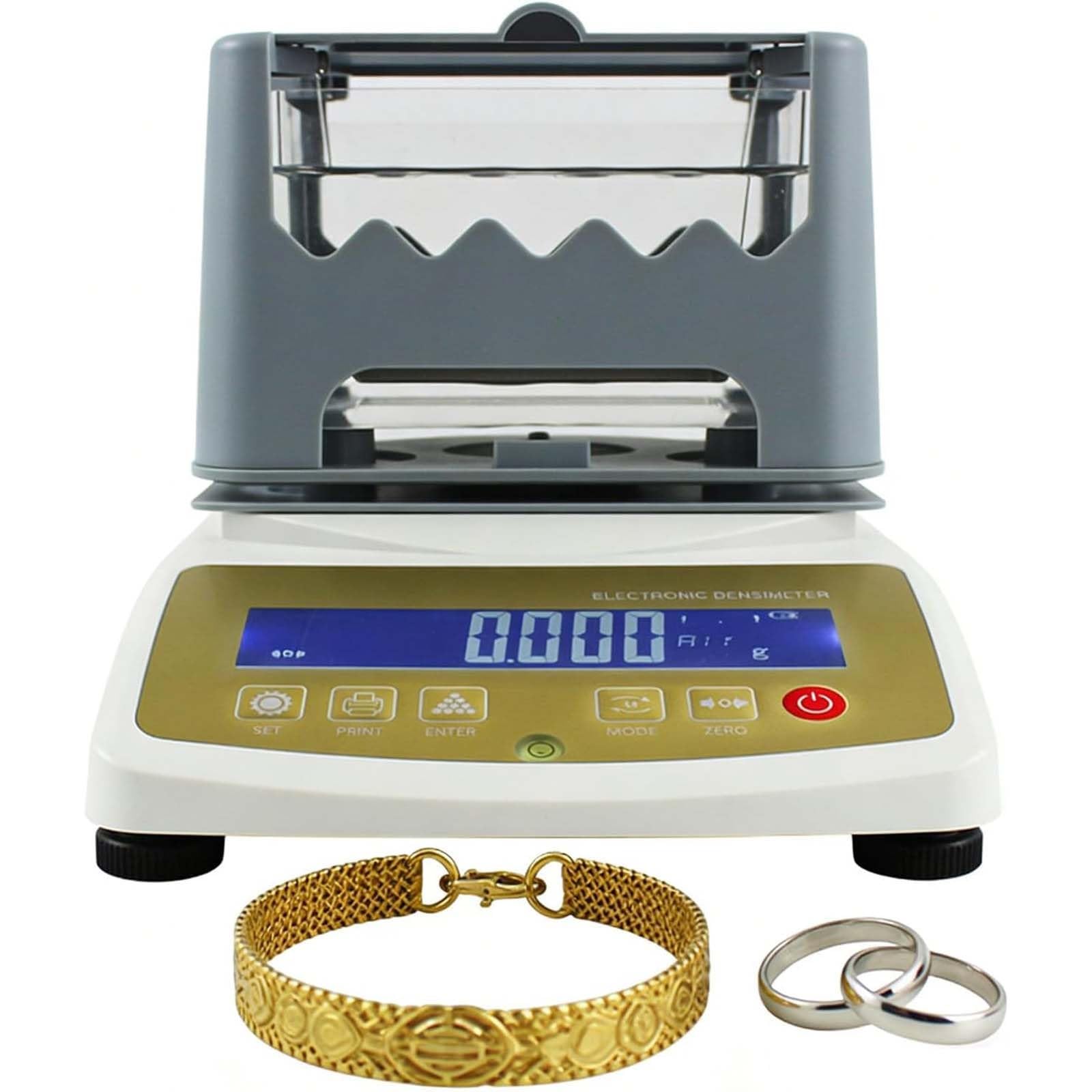 Probador de densidad de oro, analizador de metales preciosos con impresora para laboratorio, máquina de prueba de autenticidad de joyería