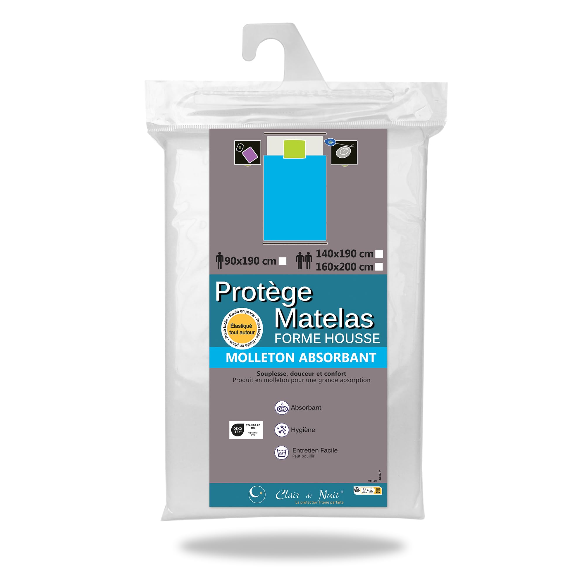 Protège matelas 140x190 en molleton pur coton de qualité supérieure, confort sain et durable