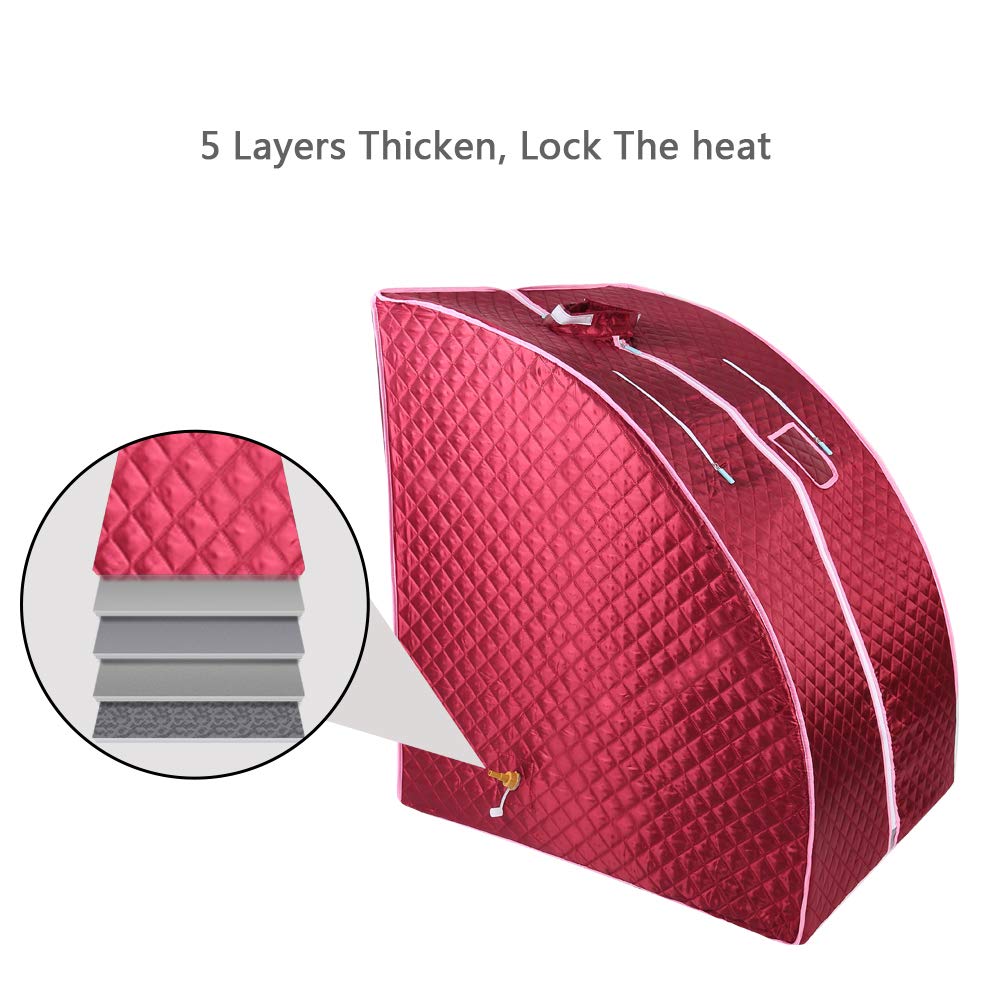 SereneLife Draagbare Sauna voor Thuis-Infrarood Saunatent met Verwarmd Voetkussen en Opvouwbare Stoel, Compacte Persoonlijke Detox Sauna- Afstandsbediening-Saunabox-96,5 x 81 cm -Grijs