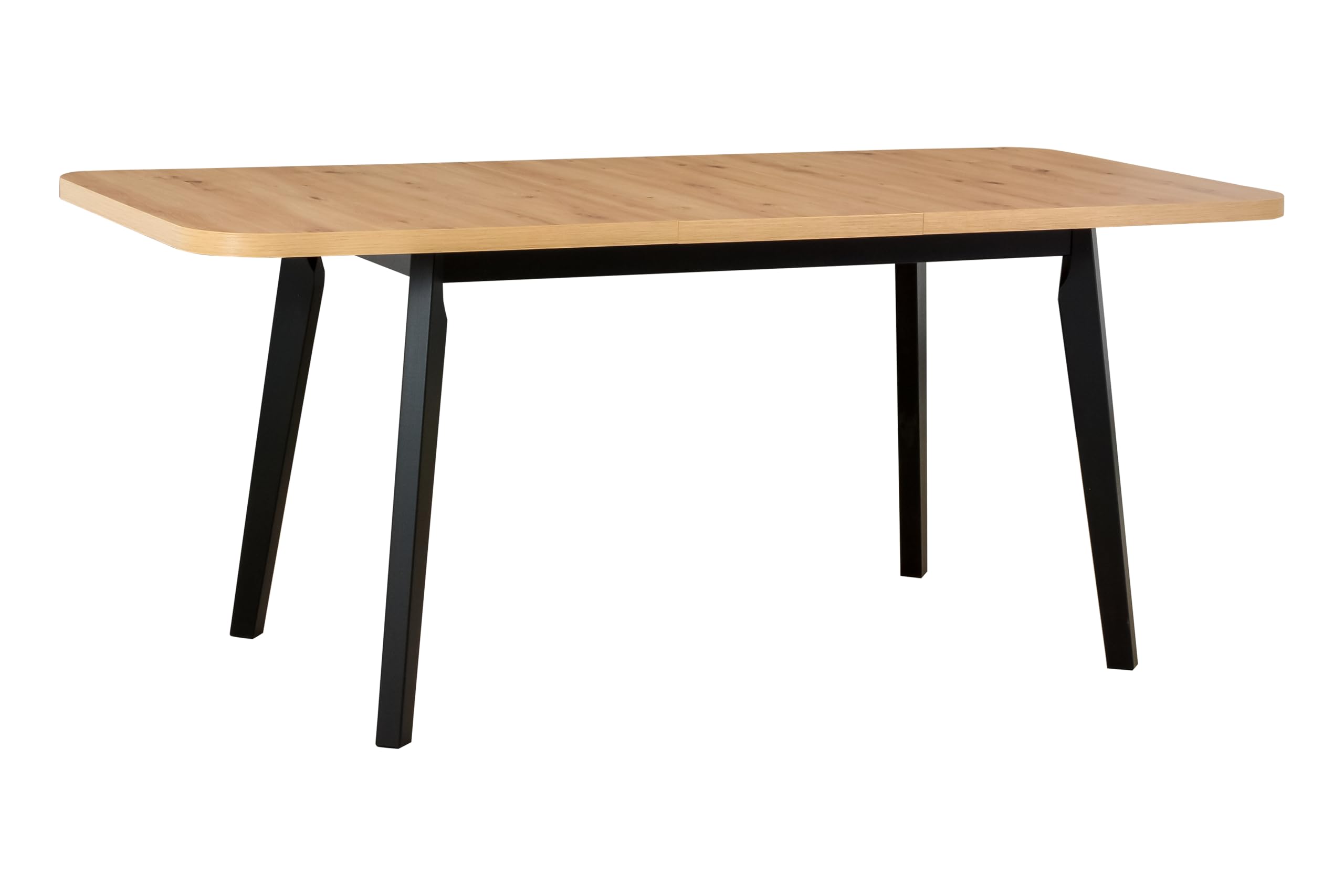Ausziehbarer Esstisch- Oval- Esszimmertisch- Küchentisch-Hölzerne Beine in Schwarz - Tischplatte in Artisan- Moderner Stil- Für 6-8 Personen, 80x 140-180