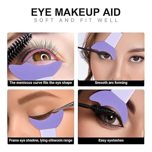 Miniatura 5 de Plantillas de delineador de ojos de silicona con alas de silicona, protector de máscara de pestañas, herramienta de maquillaje multiusos para