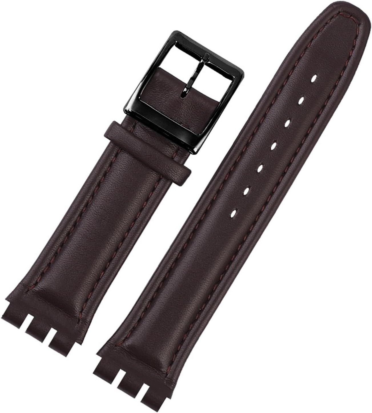 HMFang Genuine Leather Bracelet Compatible with Swatch YCS YAS YGS Irony Cowhide Watch Band 17mm 19mm Wrist Strap