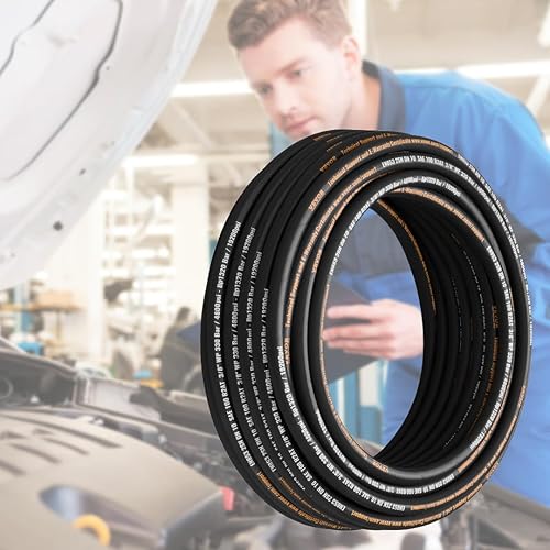 Miniatura 8 de Manguera hidráulica de 3/8 pulgadas x 100 pies, 4800 PSI enrollada con 2 trenzas de alambre de acero de alta resistencia, manguera de aceite