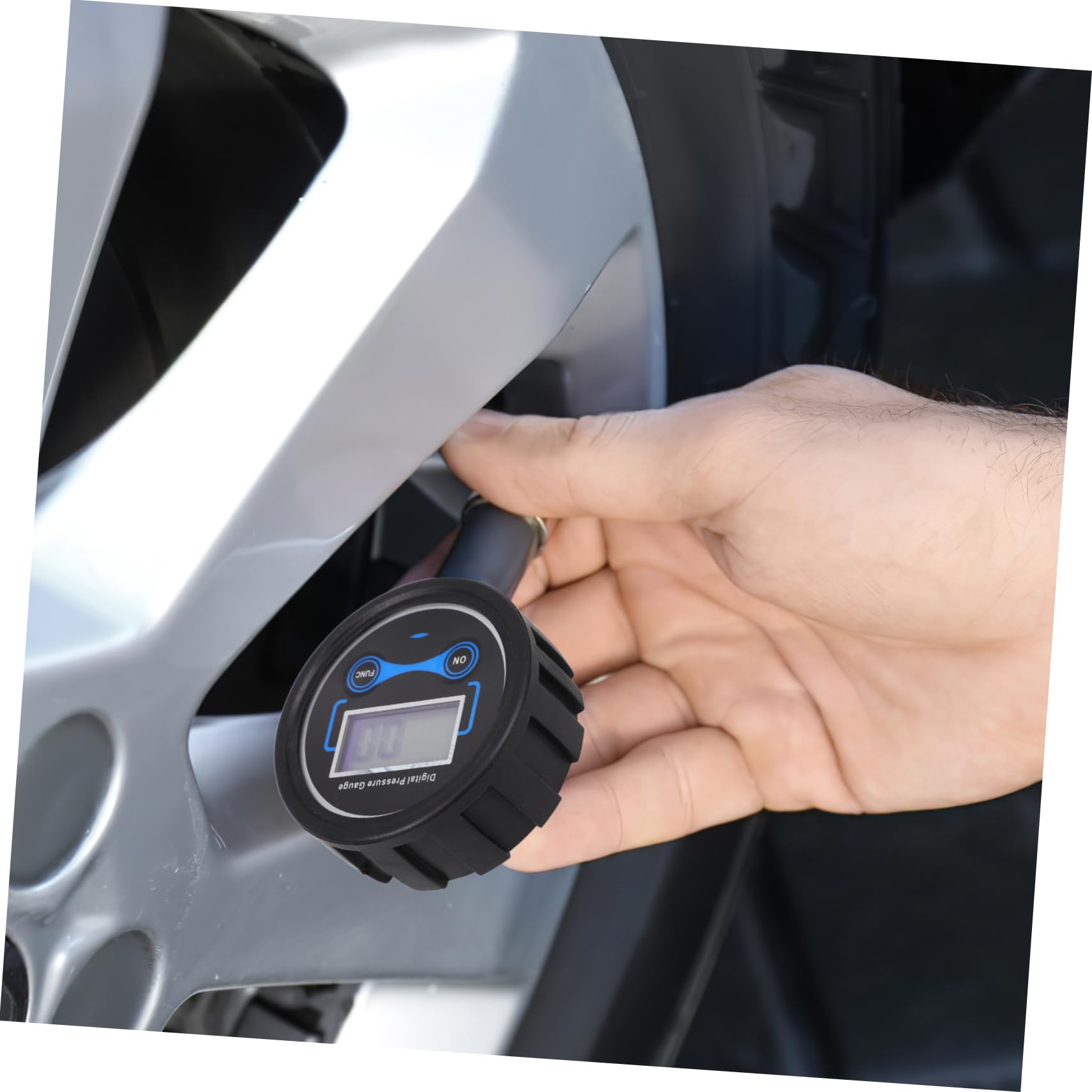 Ciieeo 4 Pièces Manomètre à affichage numérique outil mètre de pression des pneus mesure des pneus Gauge de pression du pneu numérique manomètres ériques pour Plastique Noir
